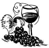 Weintraube und Weinglas
